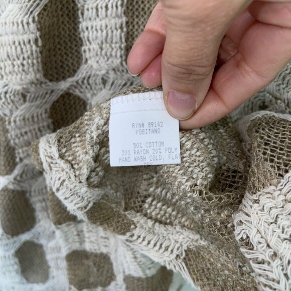 Positano Womens Sweater Size Medium Oversized Lagenlook Cotton Blend Tan White - Picture 8 of 13